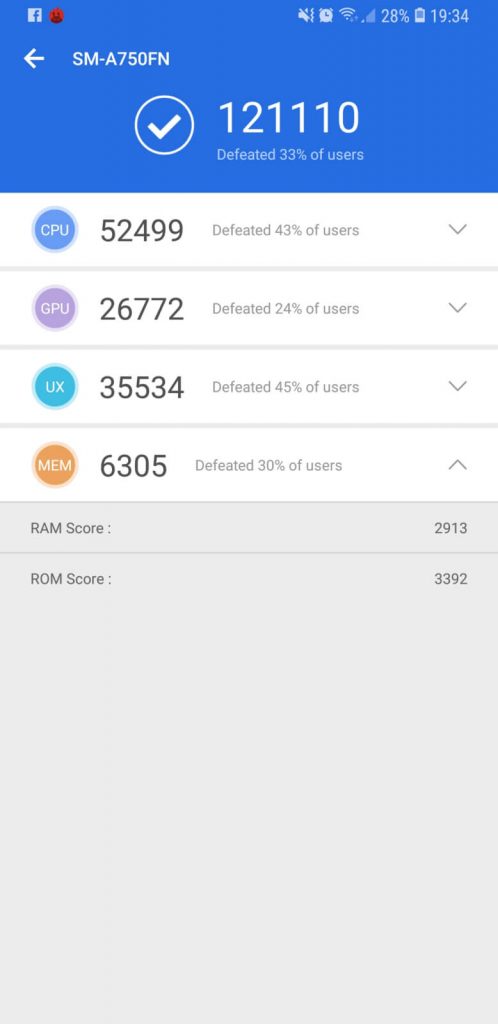 Recenzja Samsung Galaxy A7 (2018) - test możliwości samsungowej hatterii 20 Samsung Galaxy A7 benchmarki