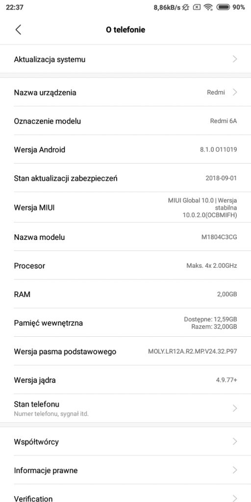 Recenzja Xiaomi Redmi 6A - całkiem niezłego budżetowca 17 xiaomi redmi 6a miui10