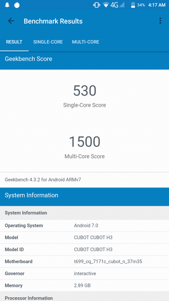 Recenzja Cubot H3 - typowego, chińskiego budżetowca 22 cubot h3 geekbench