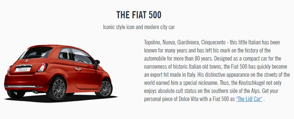 Fiat 500 z Lidla?! Niemiecki dyskont zaczyna oferować auta w wynajmie długoterminowym. 11 Fiat 500