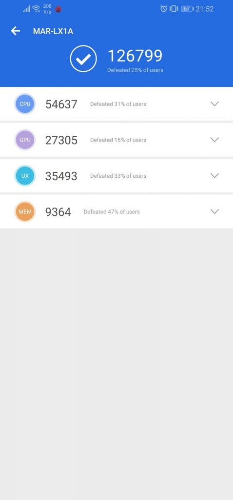 Recenzja Huawei P30 Lite, naprawdę pięknego smartfonu, który zadowoli większość użytkowników, ale jeszcze nie teraz... 25 huawei p30 lite antutu