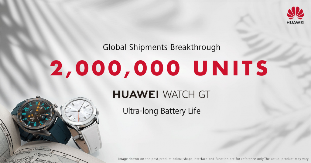 Nowy zegarek Huawei Watch GT sprzedaje się naprawdę dobrze. 2 miliony dostarczonych urządzeń robi wrażenie