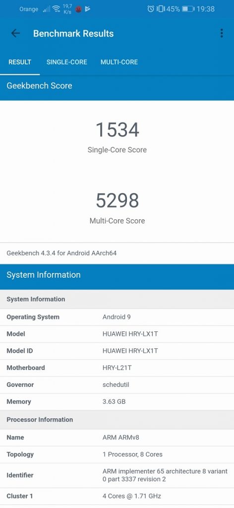 Średniopółkowy smartfon, który chyba będzie hitem u operatorów - recenzja Honor 20 Lite 23 honor 20 lite geekbench