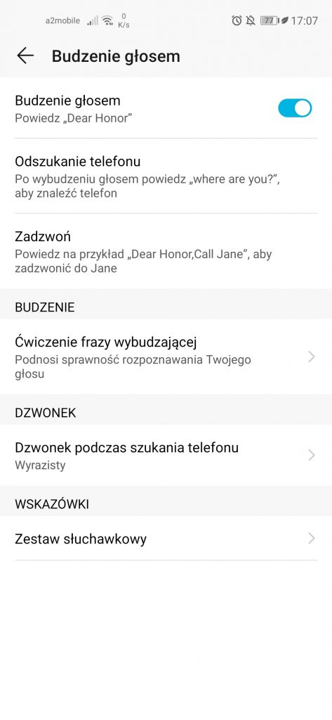 Recenzja fotograficznego Honora 20 Pro 18 kontrola głosem