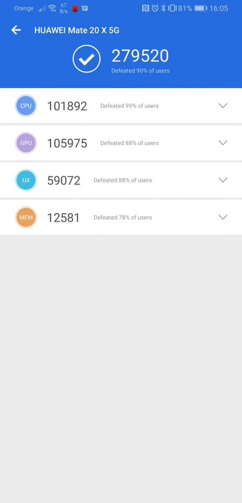 Recenzja Huawei Mate 20X 5G, czyli naprawdę wielkiego smartfonu! 19 Huawei Mate 20X 5G AnTuTu