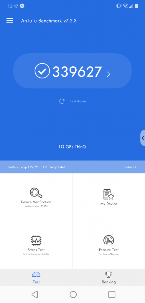 Pokaż mi swoją dłoń, czyli recenzja LG G8S ThinQ. 17 LG G8S ThinQ AnTuTu