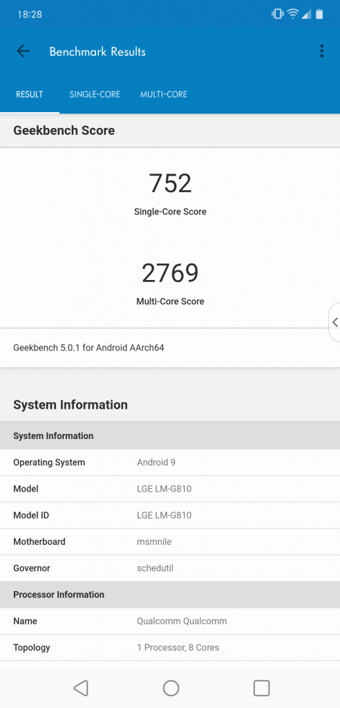 Pokaż mi swoją dłoń, czyli recenzja LG G8S ThinQ. 18 LG G8S ThinQ Geekbench