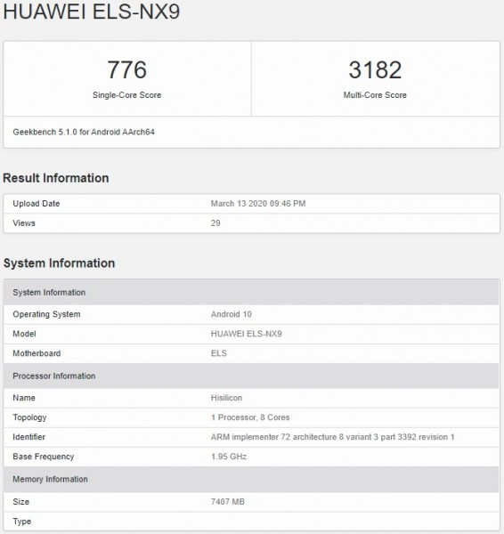 Huawei P40 Pro 5G odnaleziony w Geekbench