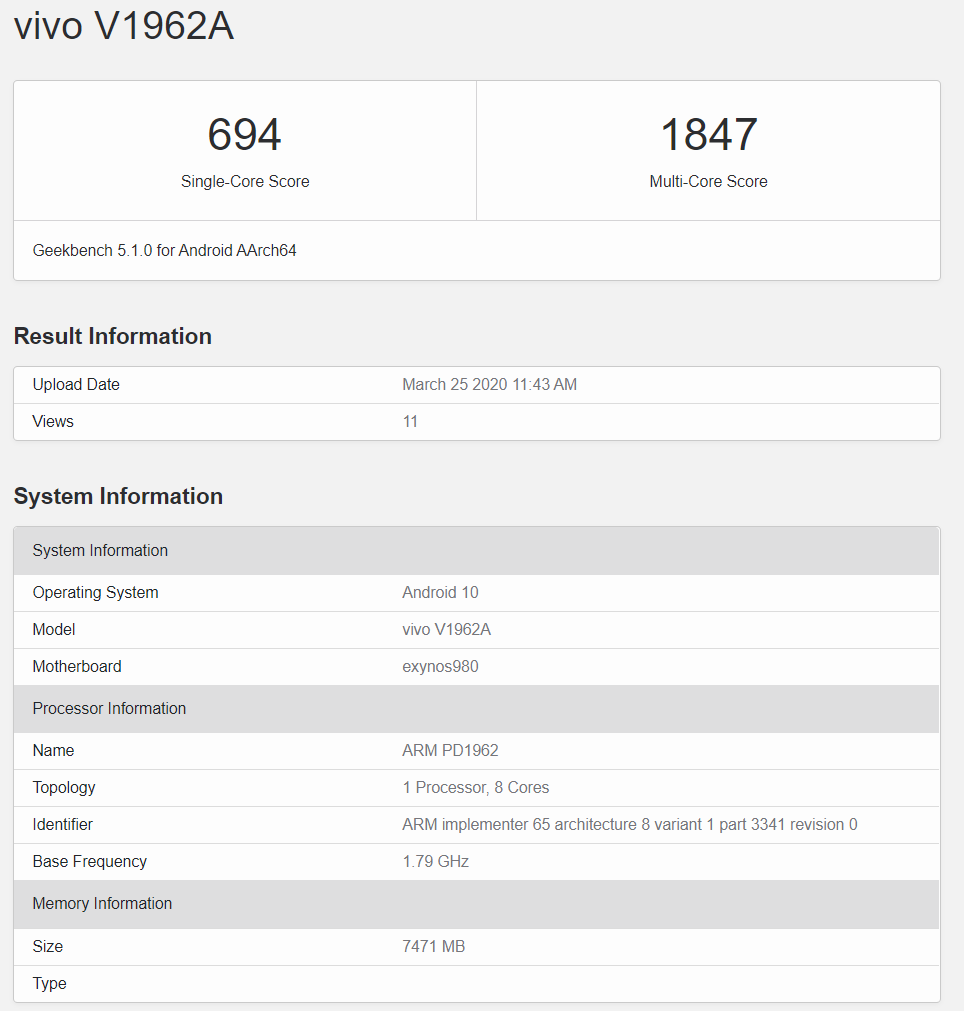 Vivo S6 5G zauważony w Geekbench. Poznaliśmy nowe informacje na temat specyfikacji technicznej!