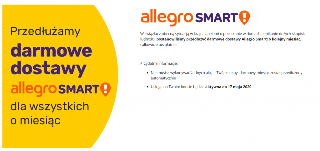 Allegro Smart za darmo na kolejny miesiąc dla wszystkich użytkowników!