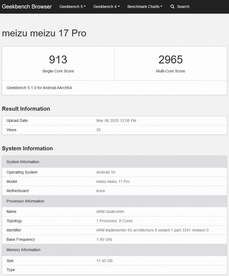 Meizu 17 oraz Meizu 17 Pro trafiły do Geekbench na dzień przed oficjalną premierą