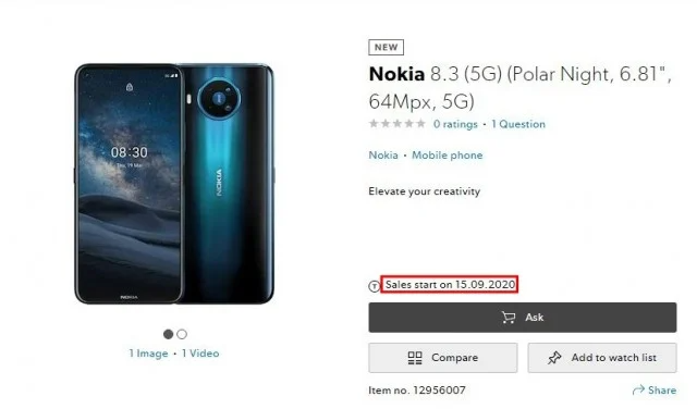 Nokia 8.3 5G trafiła do przedsprzedaży w Wielkiej Brytanii
