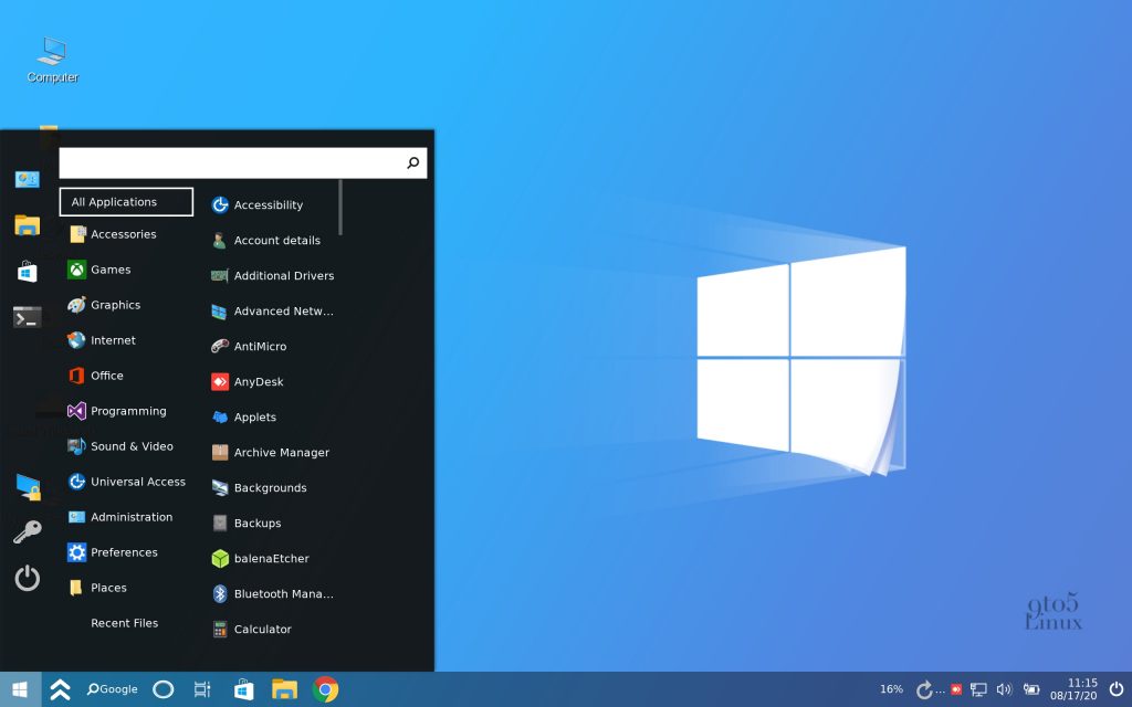 Klon Windows 10 - LinuxFx - zaktualizowany do wersji 10.5