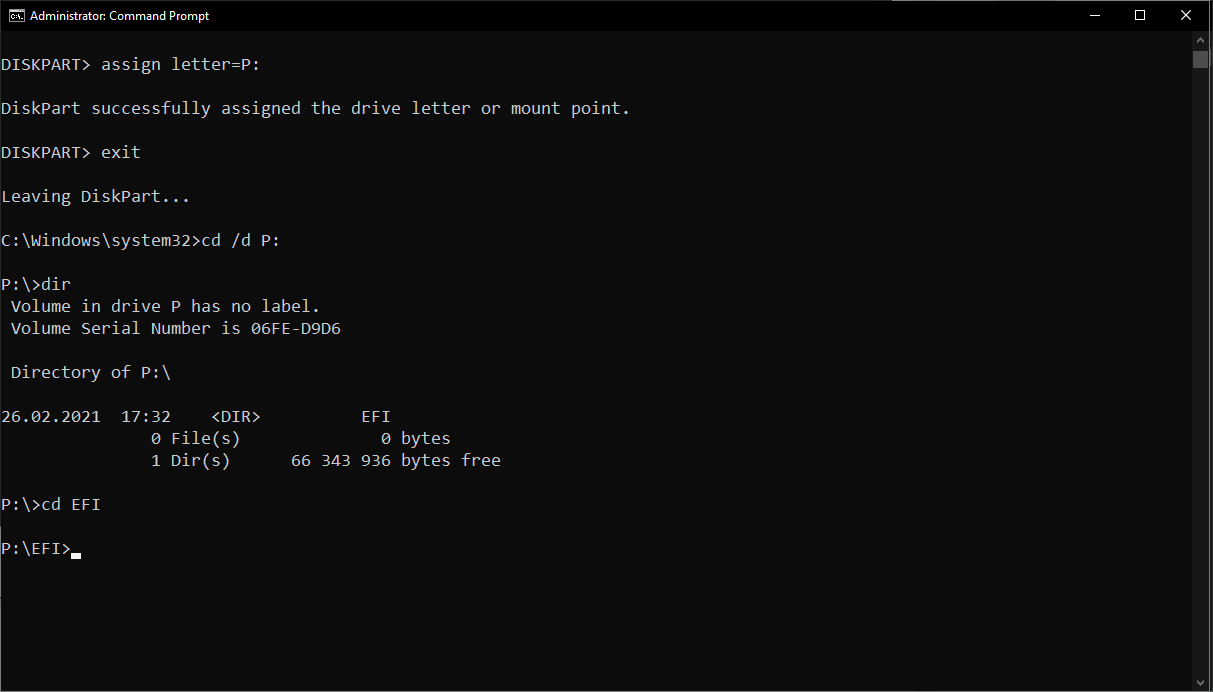 Jak usunąć GRUB-a z partycji EFI w Windowsie 10 15 cd /d P: