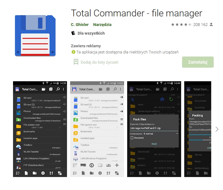 Total Commander przestał pozwalać na instalację plików APK na Androidzie