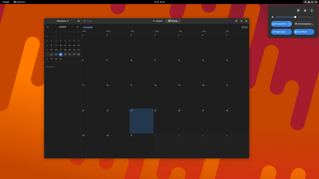 Nowy kalendarz i przełączniki w GNOME 43