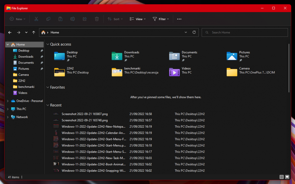 Windows 11 2022 Update - 22H2 - Eksplorator plików bez kart