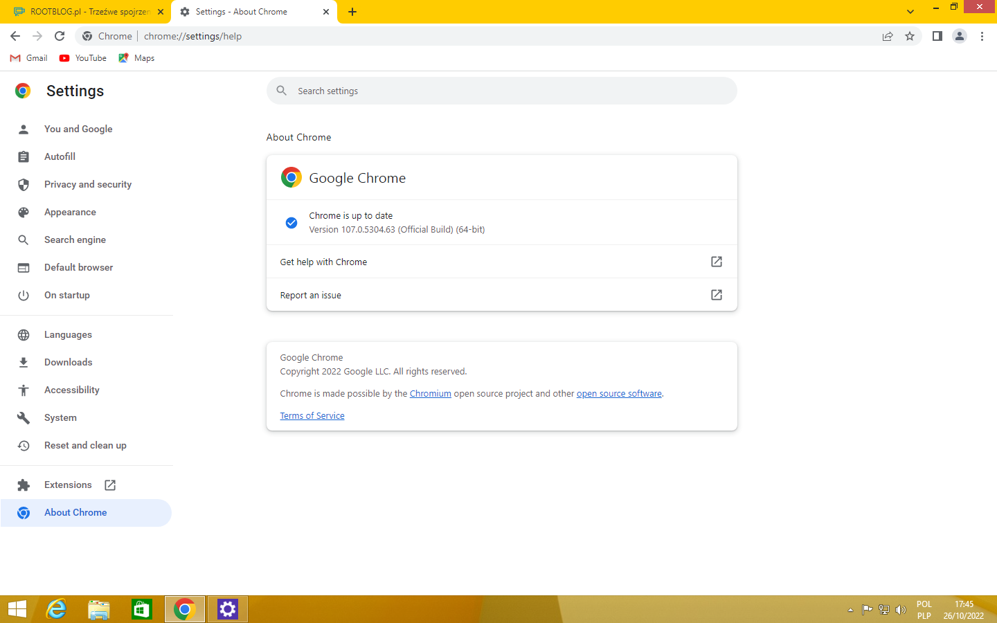 Google Chrome 107 - Windows 8.1
