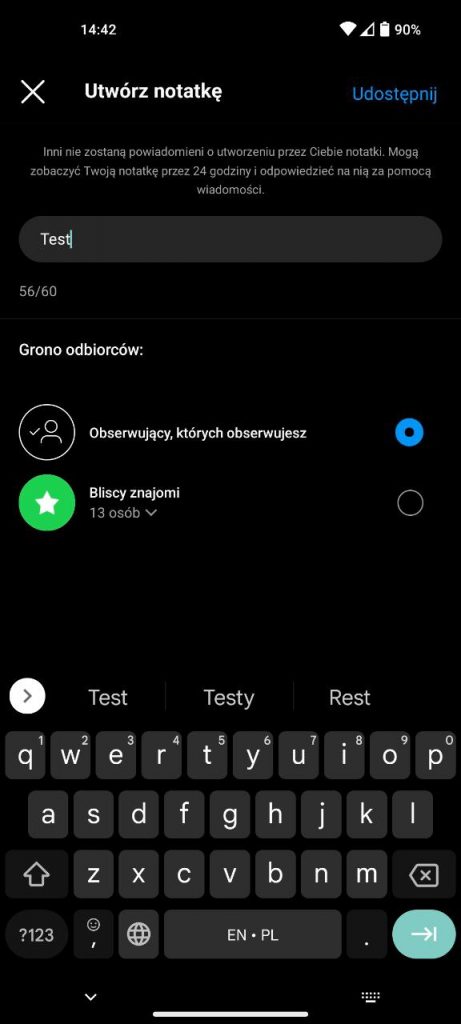 Instagram jak GG - możemy ustawić sobie opis 13 Dodawanie opisu