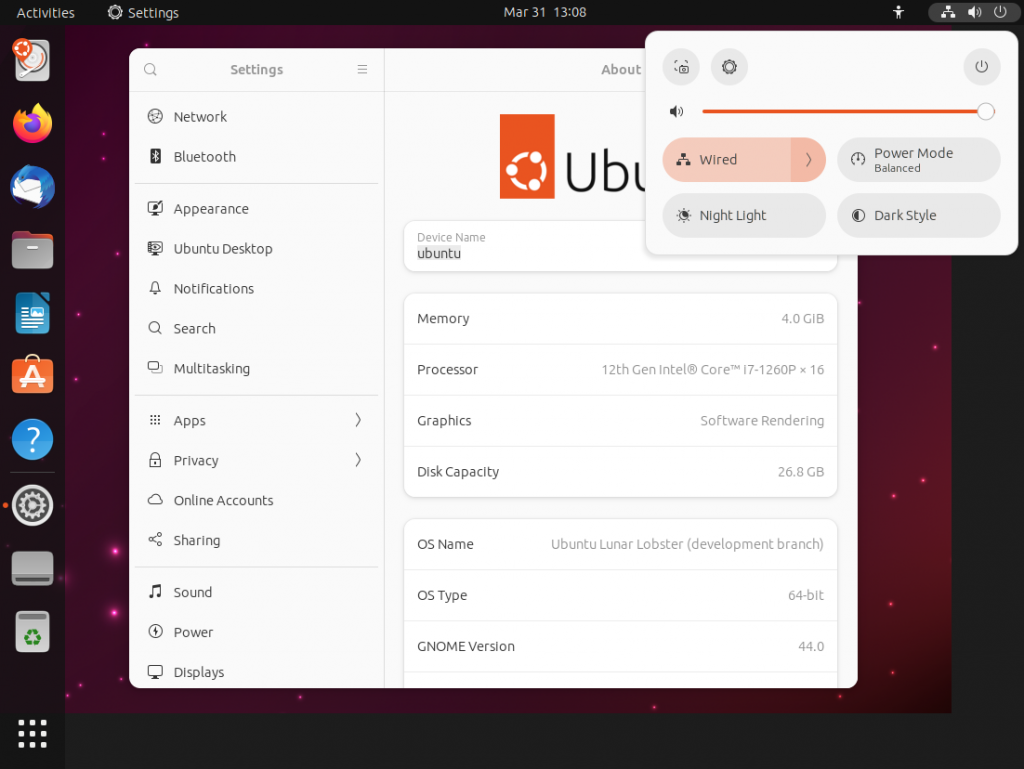 Ubuntu 23.04 Beta już jest! Oto wprowadzone nowości 14 Nowe "szybkie ustawienia"