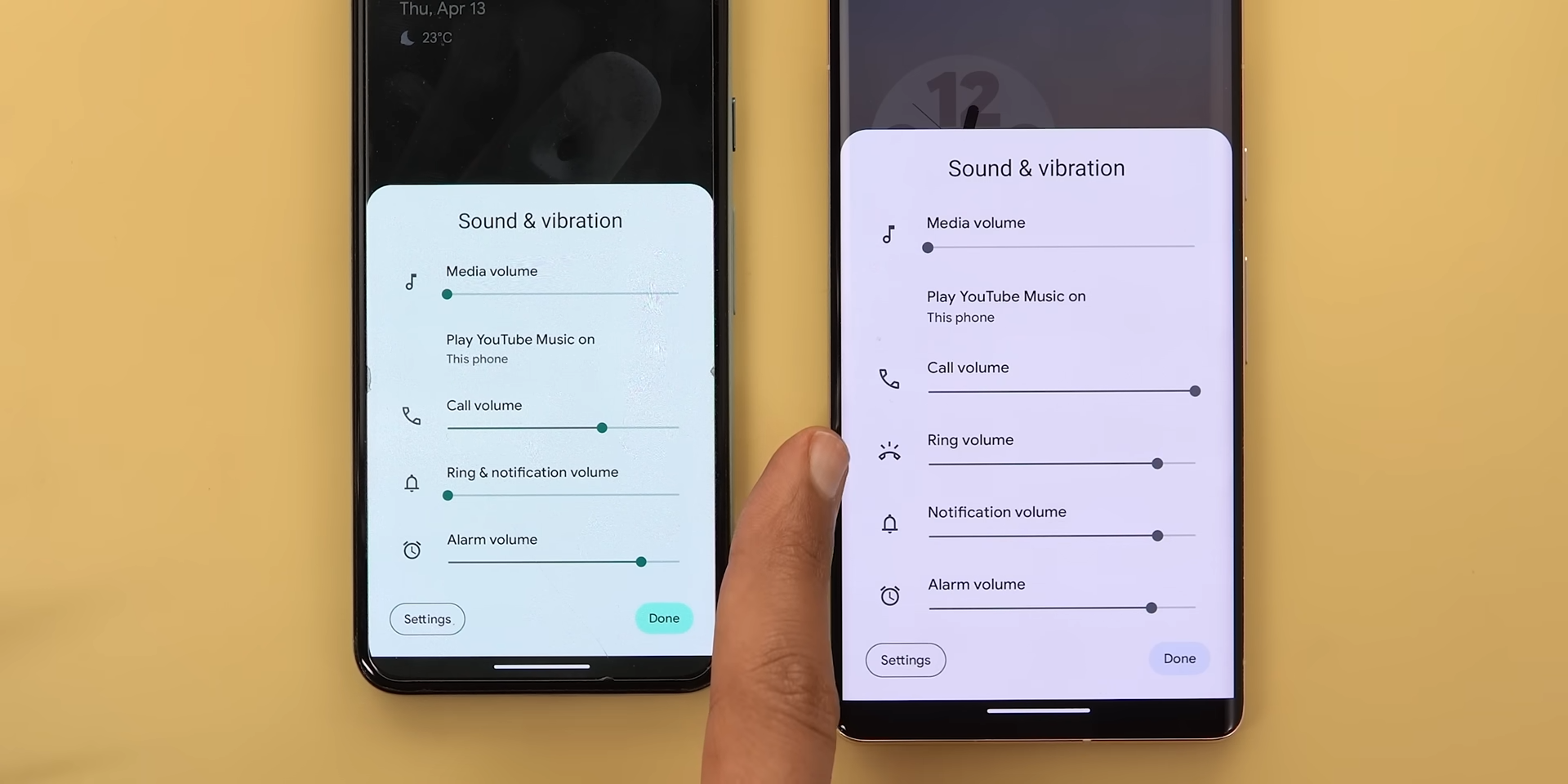 Android 14 Beta 1 - Odseparowane slidery głośności dzwonka i powiadomień