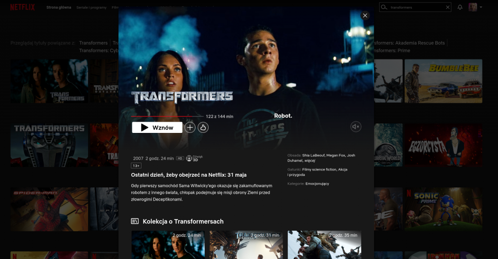 Transformers w Netflix