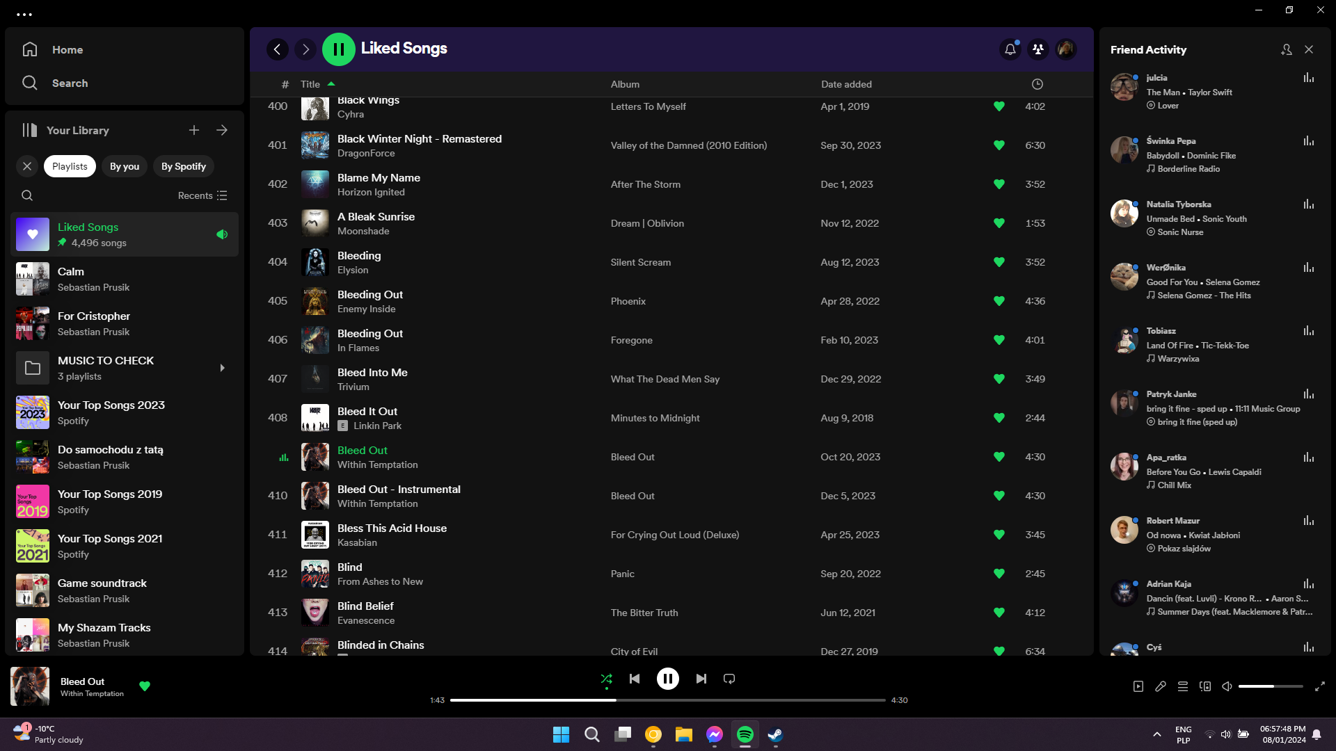 Aplikacja Spotify w systemie Windows 11 23H2