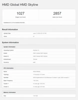 Model HMD Skyline nieoficjalnie potwierdził swój procesor 12 Model HMD Skyline nieoficjalnie potwierdził swój procesor