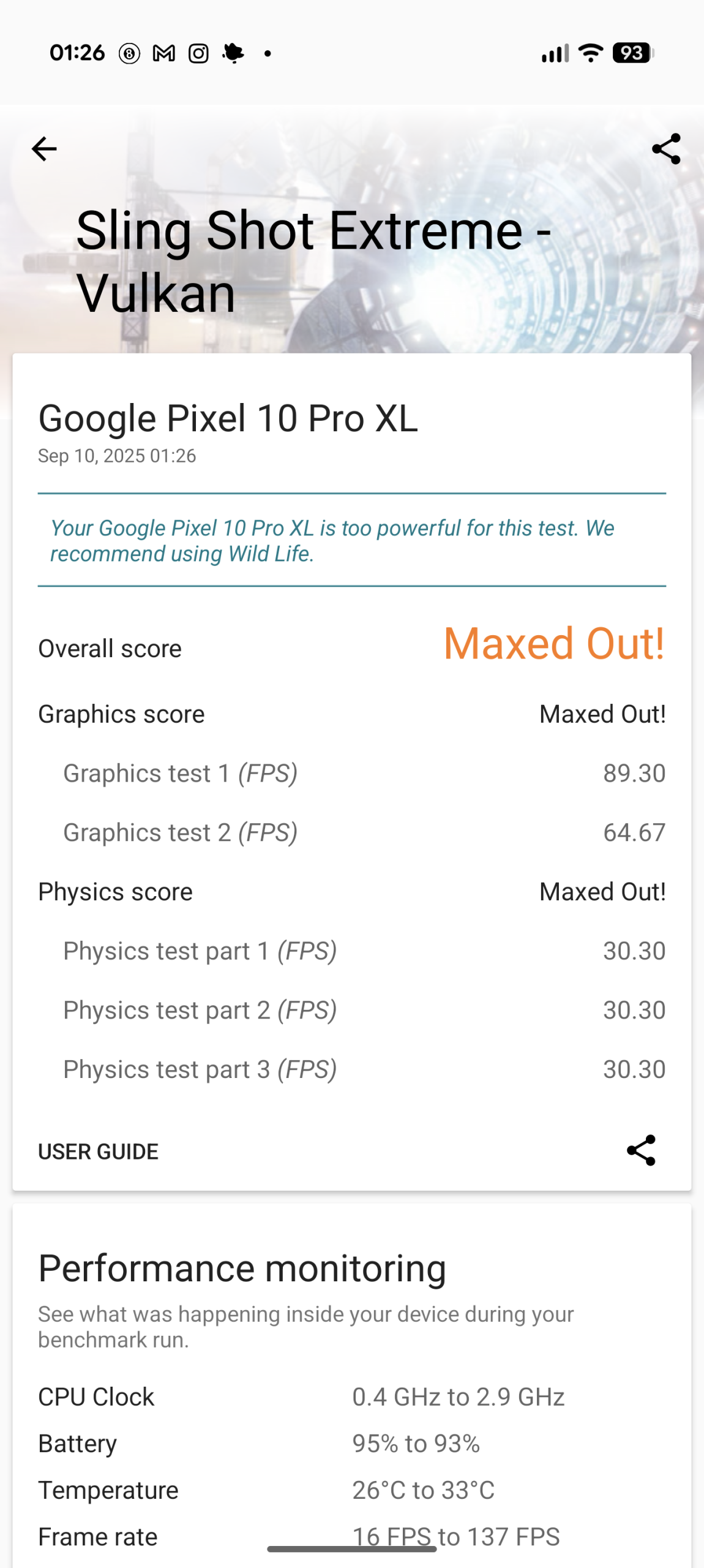 Google Pixel 10 Pro XL - Recenzja 31 Google Pixel 10 Pro XL - 3DMark 2.6.5005 - Sling Shot Extreme - Vulkan