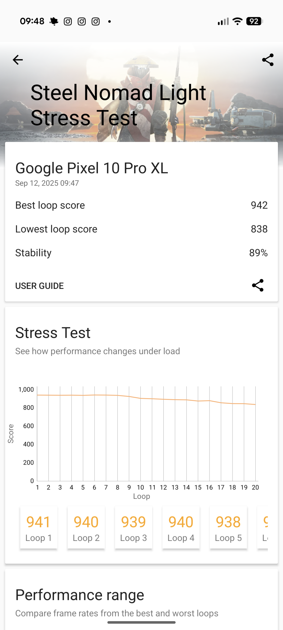 Google Pixel 10 Pro XL - Recenzja 41 Google Pixel 10 Pro XL - 3DMark 2.6.5005 - Steel Nomad Light Stress Test