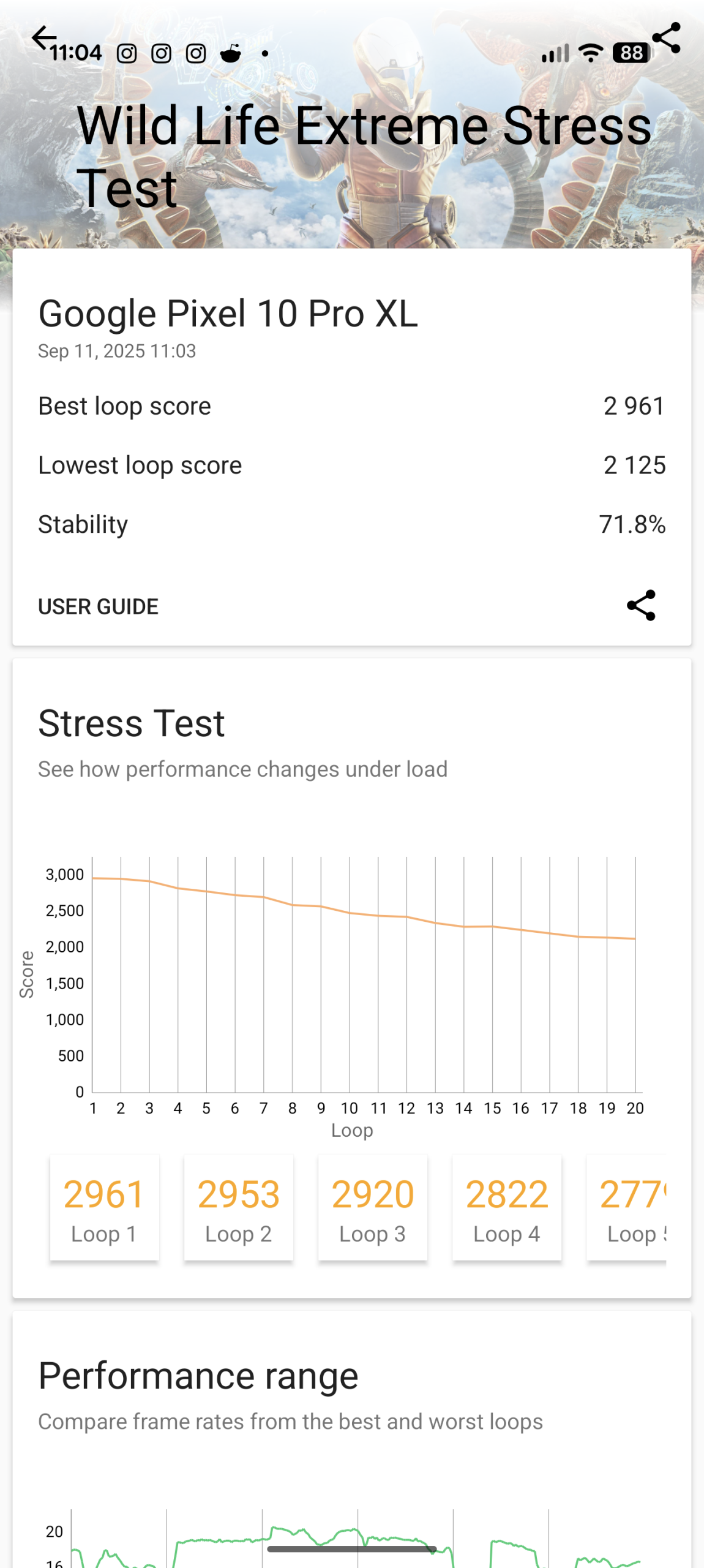 Google Pixel 10 Pro XL - Recenzja 35 Google Pixel 10 Pro XL - 3DMark 2.6.5005 - Wild Life Extreme Stress Test