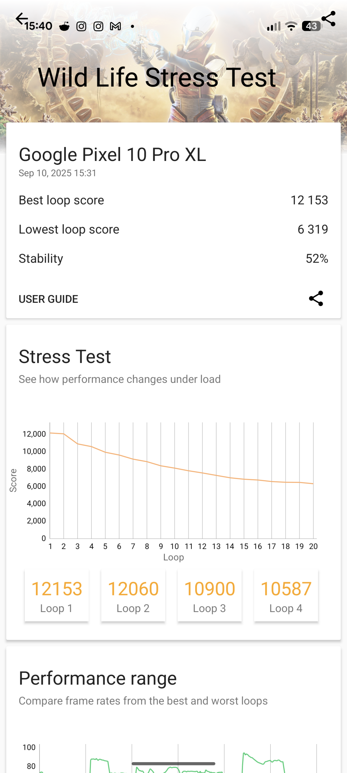 Google Pixel 10 Pro XL - Recenzja 33 Google Pixel 10 Pro XL - 3DMark 2.6.5005 - Wild Life Stress Test