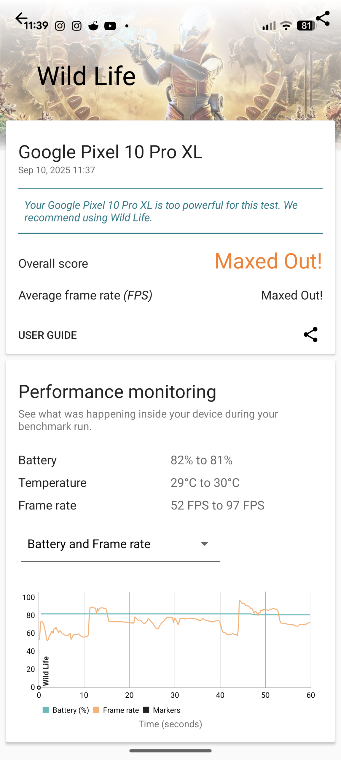 Google Pixel 10 Pro XL - Recenzja 32 Google Pixel 10 Pro XL - 3DMark 2.6.5005 - Wild Life