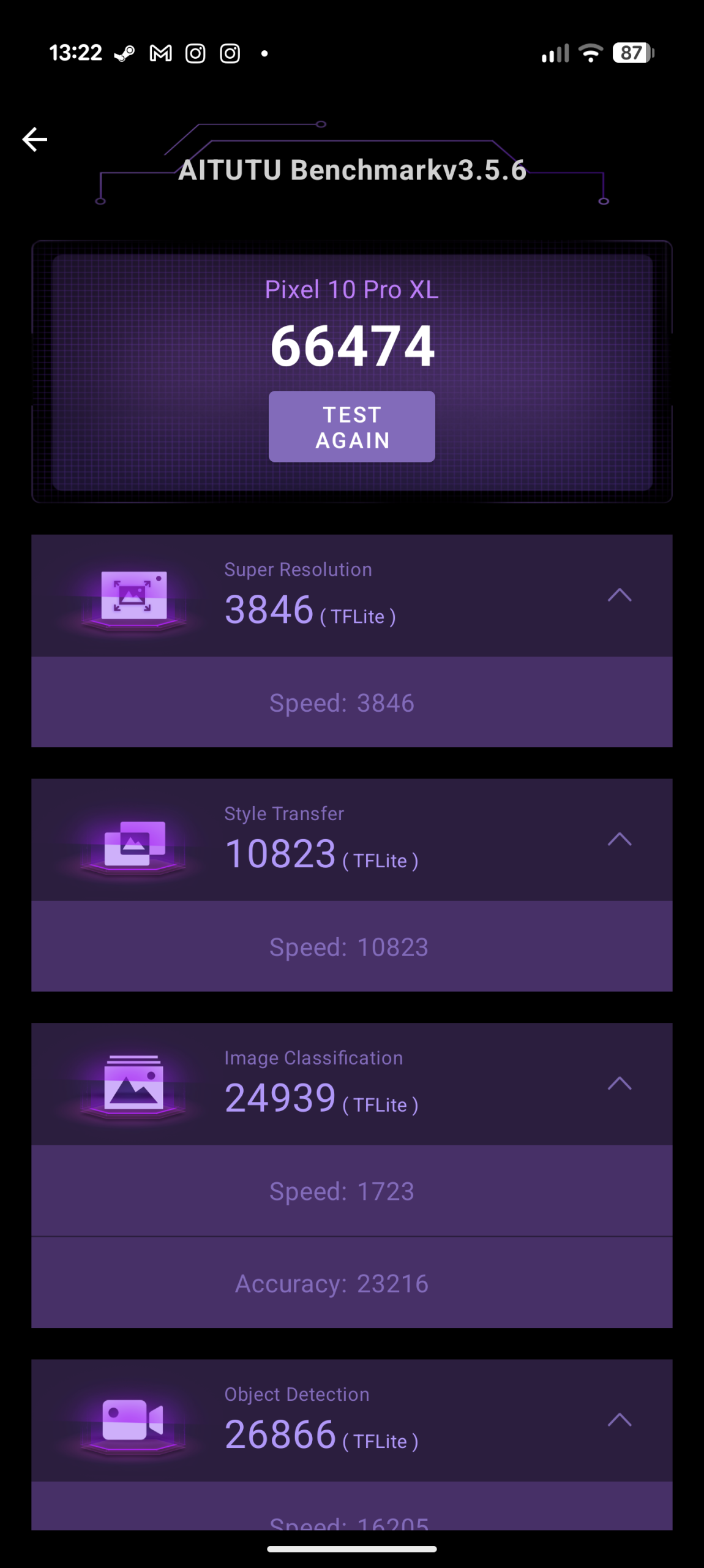 Google Pixel 10 Pro XL - Recenzja 27 Google Pixel 10 Pro XL - AITUTU Benchmark 3.5.6 - AI General Benchmark