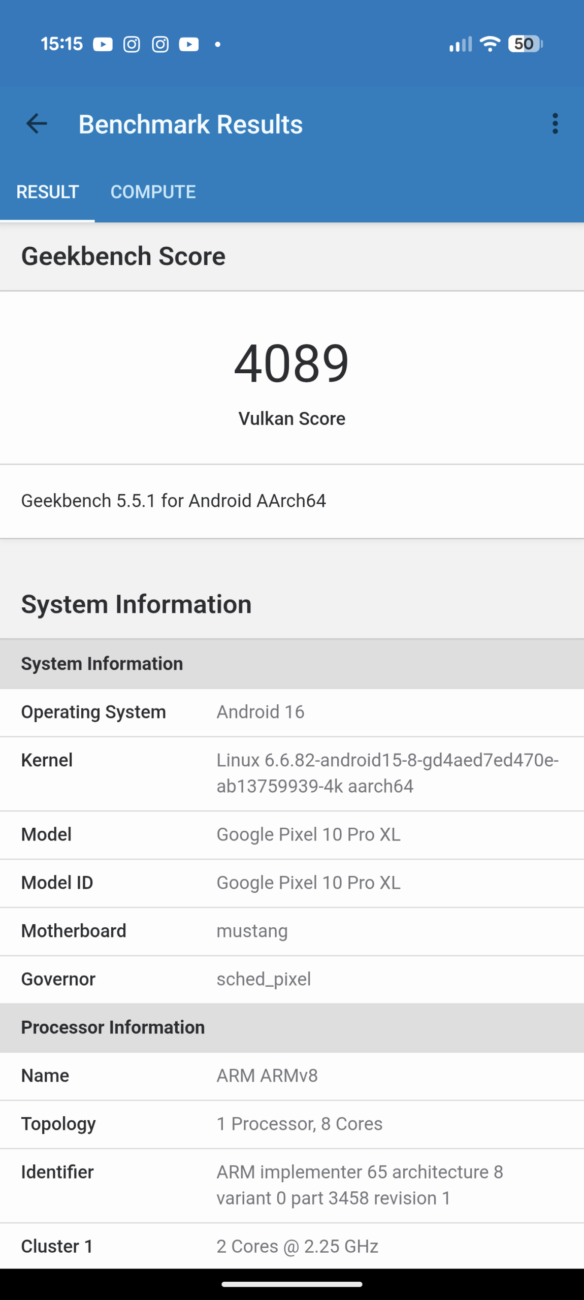 Google Pixel 10 Pro XL - Recenzja 45 Google Pixel 10 Pro XL - Geekbench 5.5.1 - GPU Benchmark - Vulkan