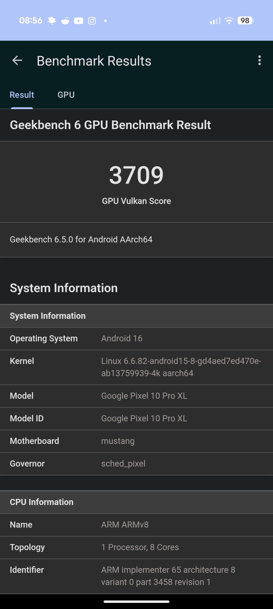 Google Pixel 10 Pro XL - Recenzja 48 Google Pixel 10 Pro XL - Geekbench 6.5.0 - GPU Benchmark - Vulkan