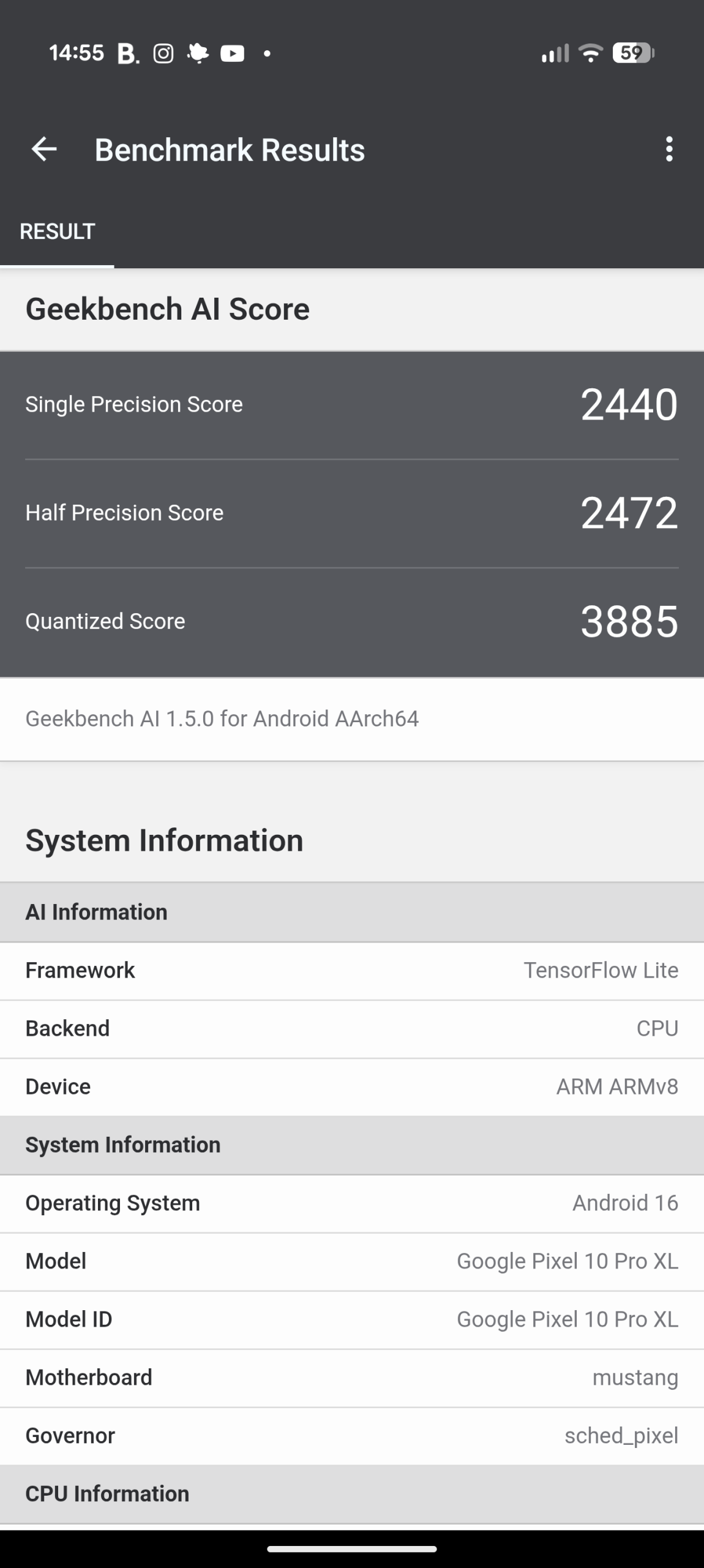 Google Pixel 10 Pro XL - Recenzja 49 Google Pixel 10 Pro XL - Geekbench AI 1.5.0 - TensorFlow Lite - CPU