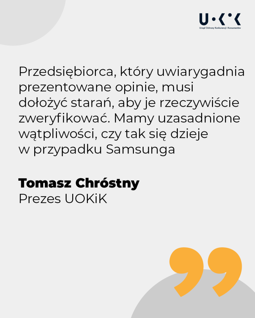 UOKiK stawia zarzuty Samsungowi! Sprawa dotyczy ocen produktów 14 UOKiK stawia zarzuty Samsungowi! Sprawa dotyczy ocen produktów