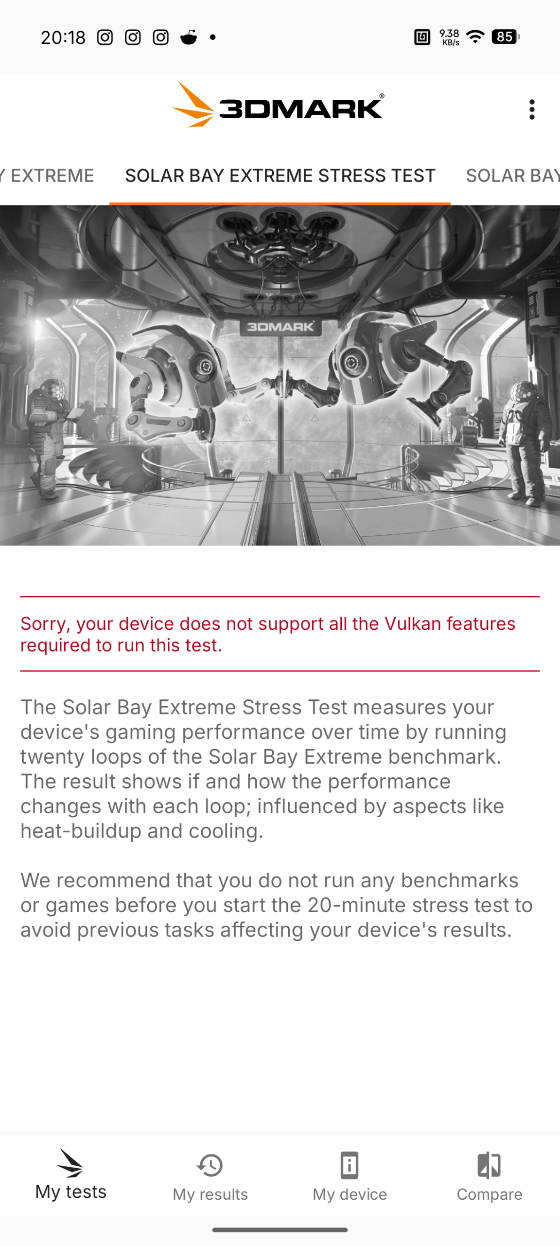 Nothing Phone (4a) - Recenzja 39 Nothing Phone (4a) - 3DMark 2.6.5025 - Solar Bay Extreme Stress Test (Test niedostępny)