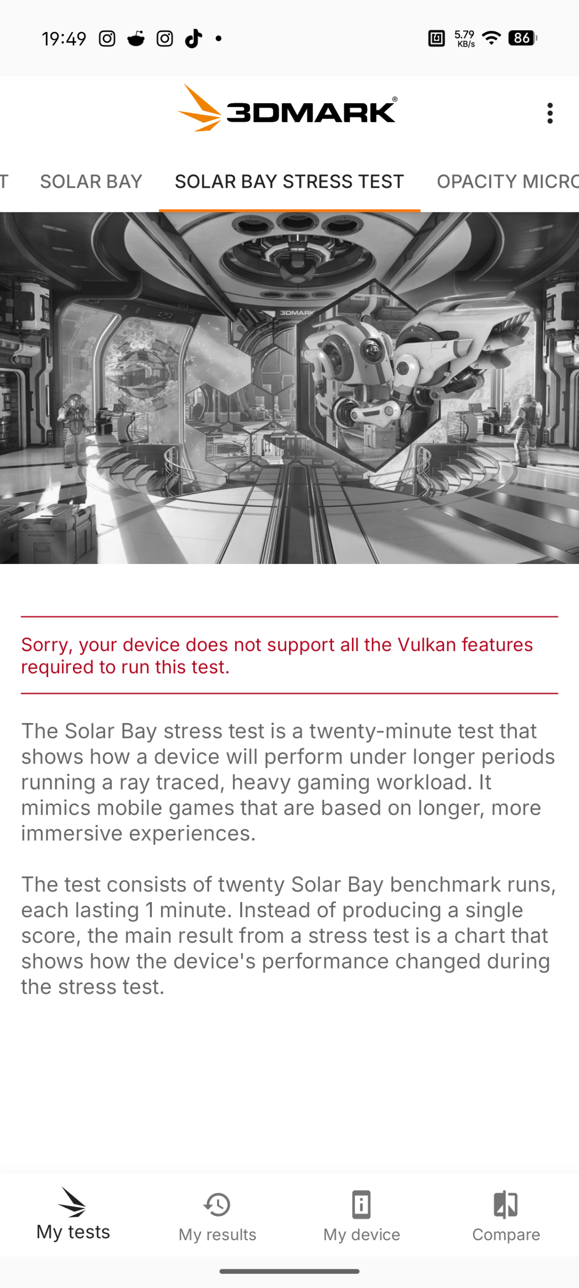 Nothing Phone (4a) - Recenzja 37 Nothing Phone (4a) - 3DMark 2.6.5025 - Solar Bay Stress Test (Test niedostępny)