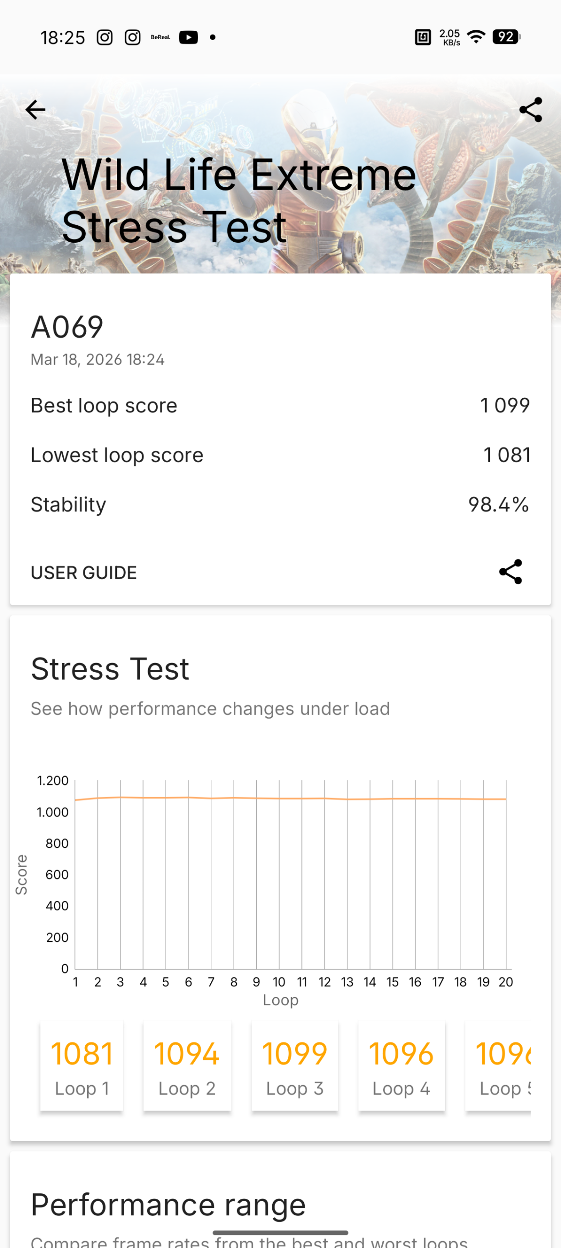 Nothing Phone (4a) - Recenzja 35 Nothing Phone (4a) - 3DMark 2.6.5025 - Wild Life Extreme Stress Test