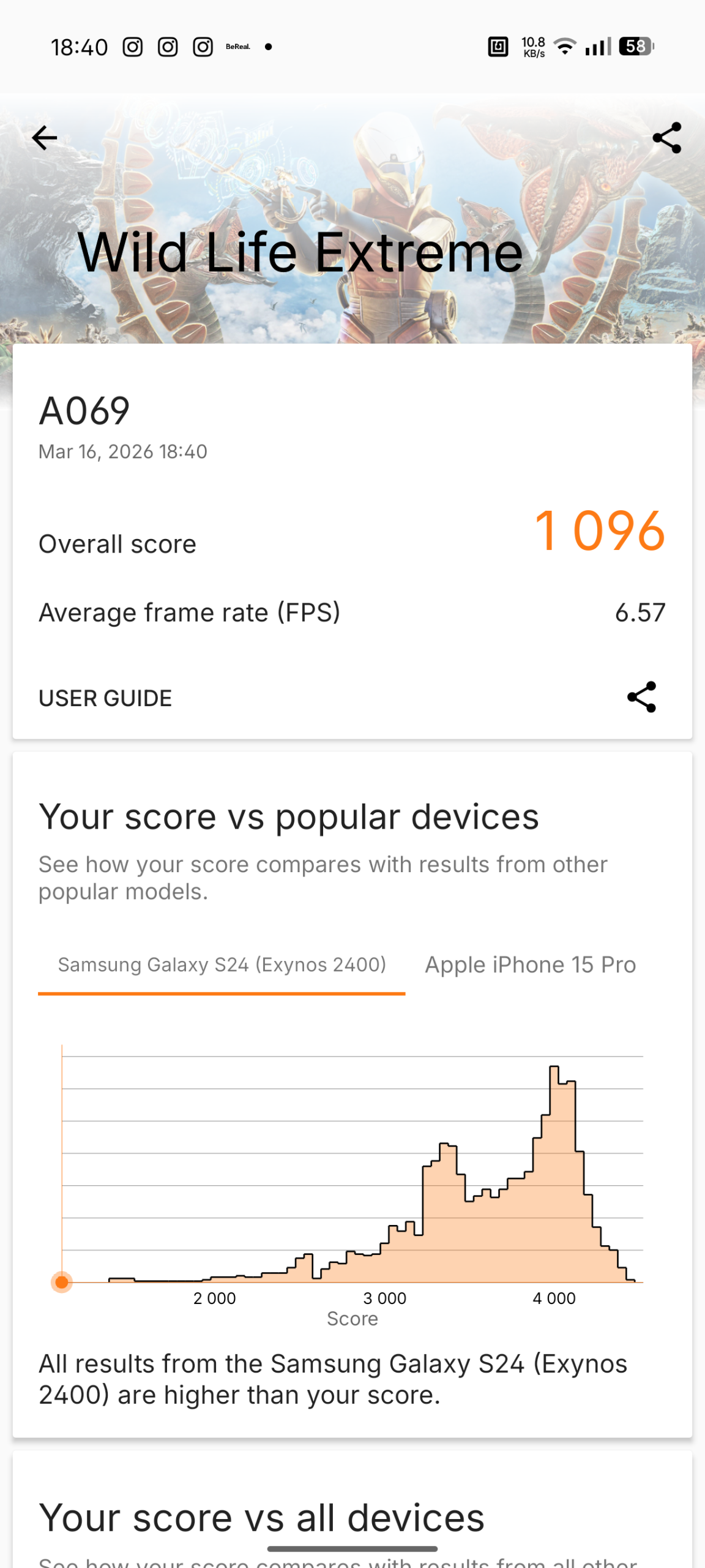 Nothing Phone (4a) - Recenzja 34 Nothing Phone (4a) - 3DMark 2.6.5025 - Wild Life Extreme