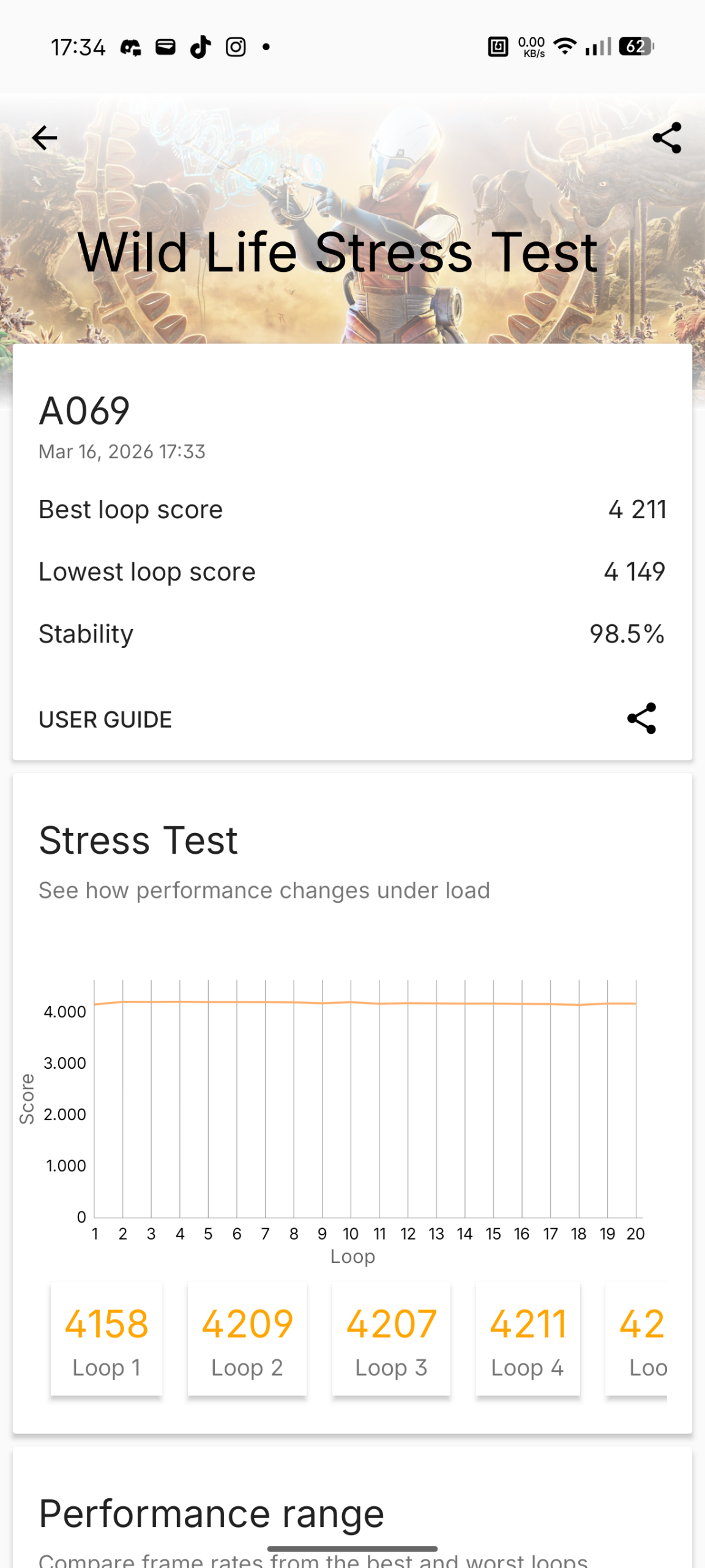 Nothing Phone (4a) - Recenzja 33 Nothing Phone (4a) - 3DMark 2.6.5025 - Wild Life Stress Test