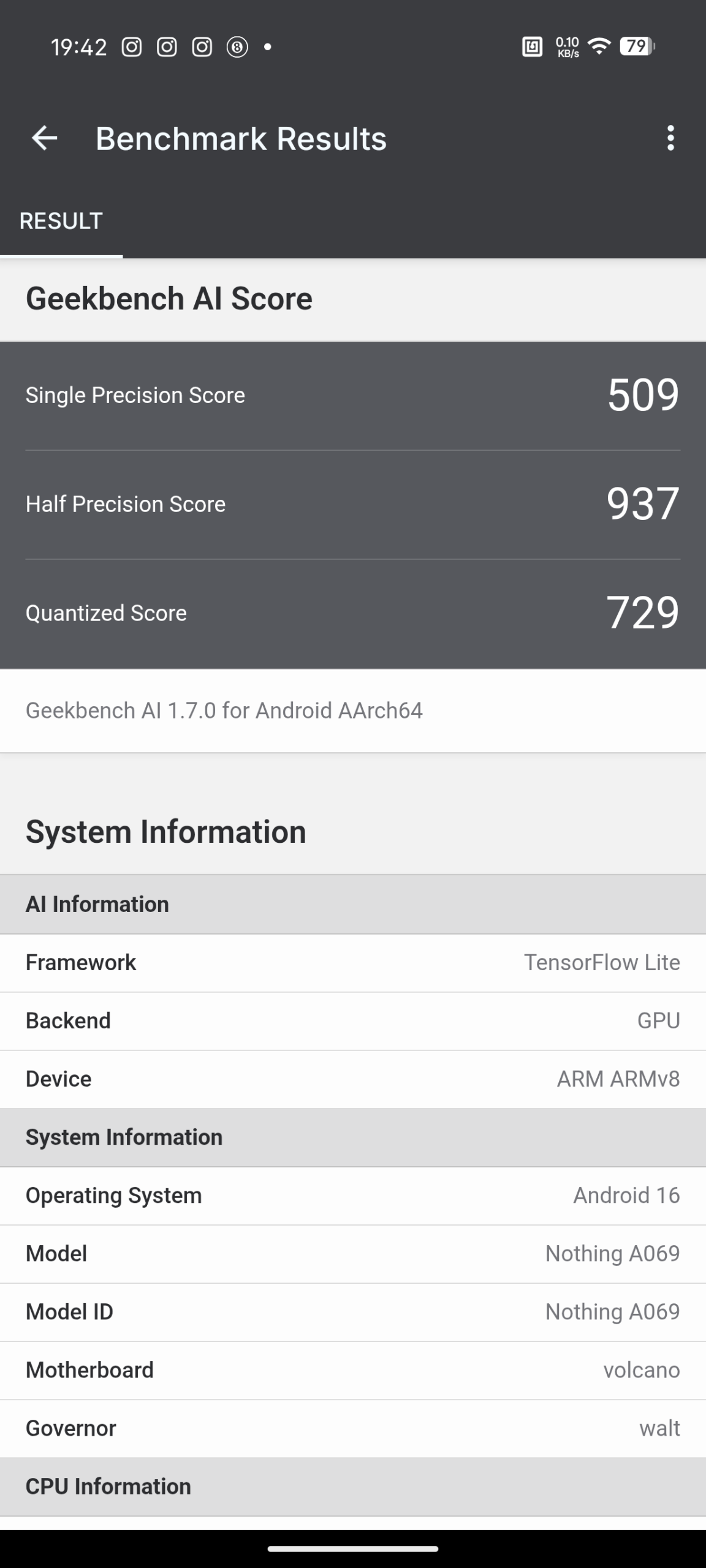 Nothing Phone (4a) - Recenzja 50 Nothing Phone (4a) - Geekbench AI 1.7.0 - TensorFlow Lite - GPU