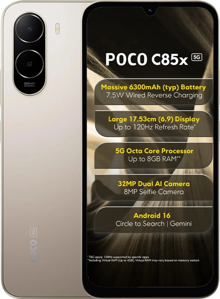 POCO C85x 5G oficjalnie zadebiutował na rynku! Duży ekran i bateria 6300 mAh w bardzo niskiej cenie 14 POCO C85x 5G oficjalnie zadebiutował na rynku! Duży ekran i bateria 6300 mAh w bardzo niskiej cenie