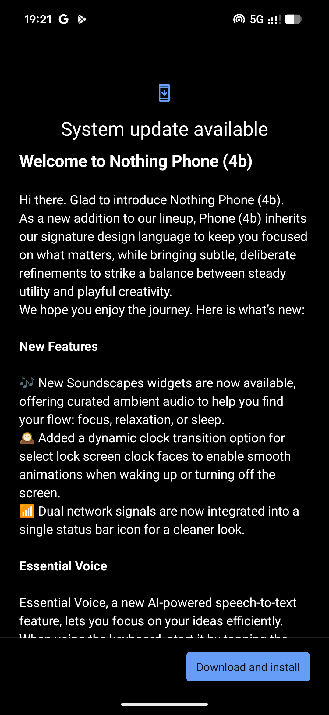 Nothing Phone (4b) - Recenzja 67 Nothing Phone (4b) - Dostępna aktualizacja systemu #1 (Android 16; Nothing OS 4.1 - SuperContra-B4.1-260618-1034)