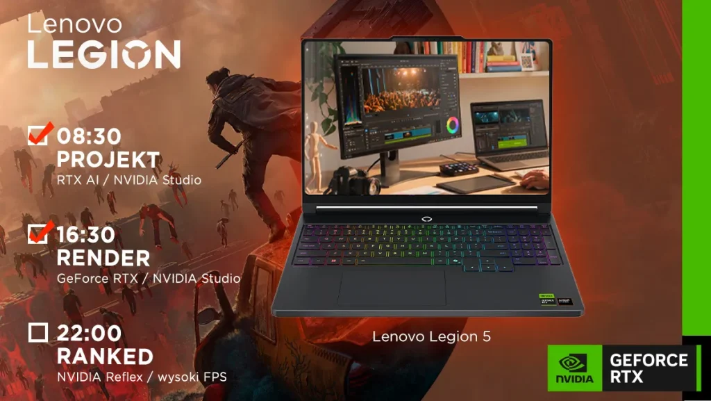 Lenovo Legion 5 15AHP11 z NVIDIA GeForce RTX 5060 OLED: jeden laptop do nauki, tworzenia i grania 15 Lenovo Legion 5 15AHP11 z NVIDIA GeForce RTX 5060 OLED: jeden laptop do nauki, tworzenia i grania