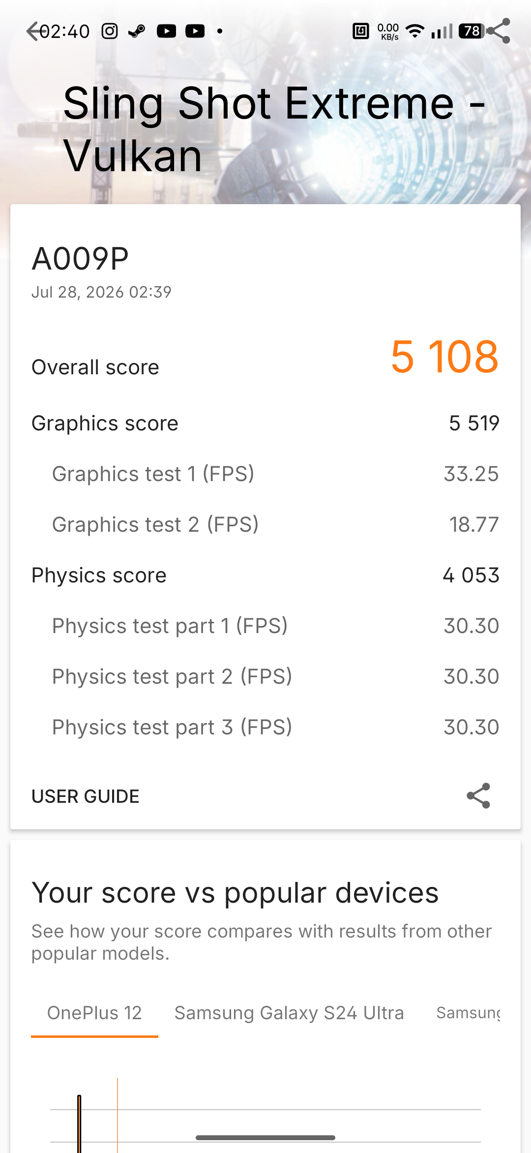 Nothing Phone (4b) - Recenzja 31 Nothing Phone (4b) - 3DMark 2.6.5056 - Sling Shot Extreme - Vulkan