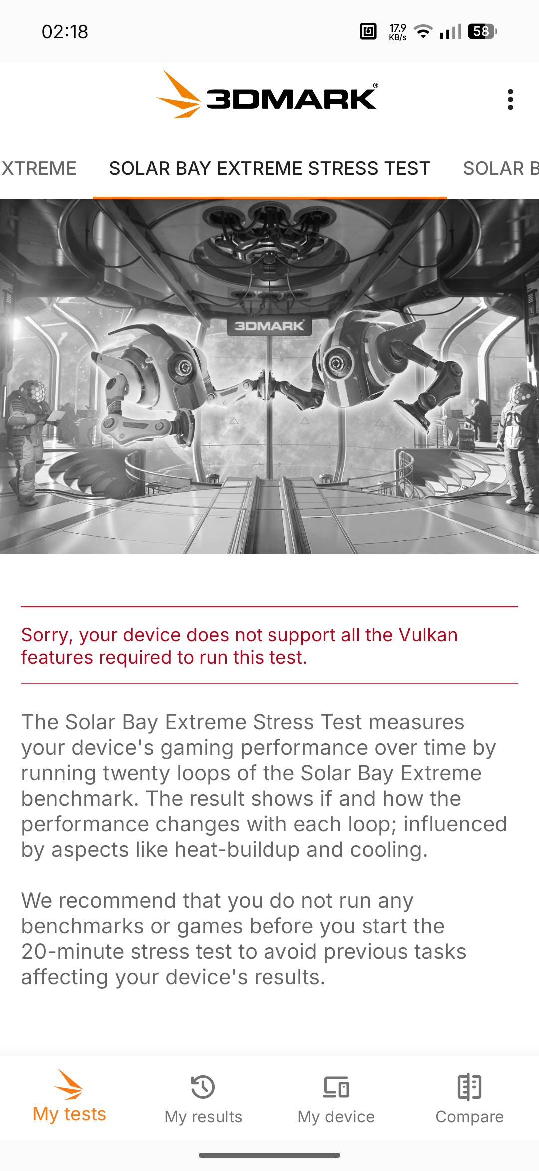 Nothing Phone (4b) - Recenzja 39 Nothing Phone (4b) - 3DMark 2.6.5056 - Solar Bay Extreme Stress Test (Test niedostępny)