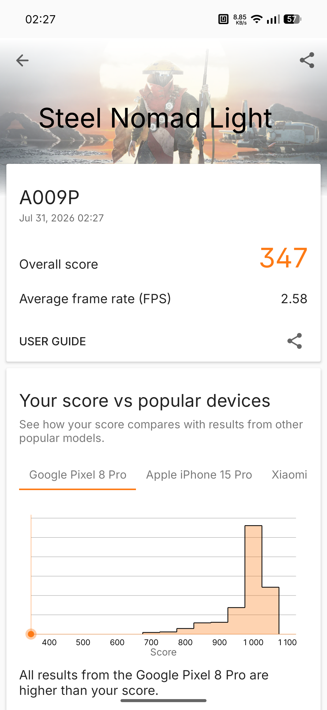 Nothing Phone (4b) - Recenzja 40 Nothing Phone (4b) - 3DMark 2.6.5056 - Steel Nomad Light